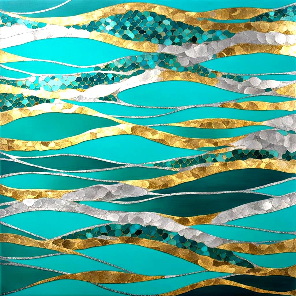 Turquoise Sea with Shimmering Silver and Gold Scales