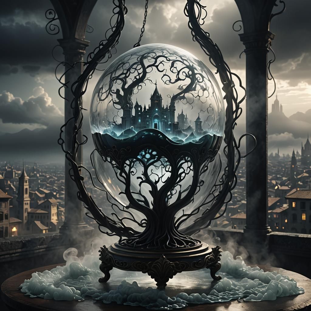 Glass A Shape in Fog: Dark Fantasy 3D Render