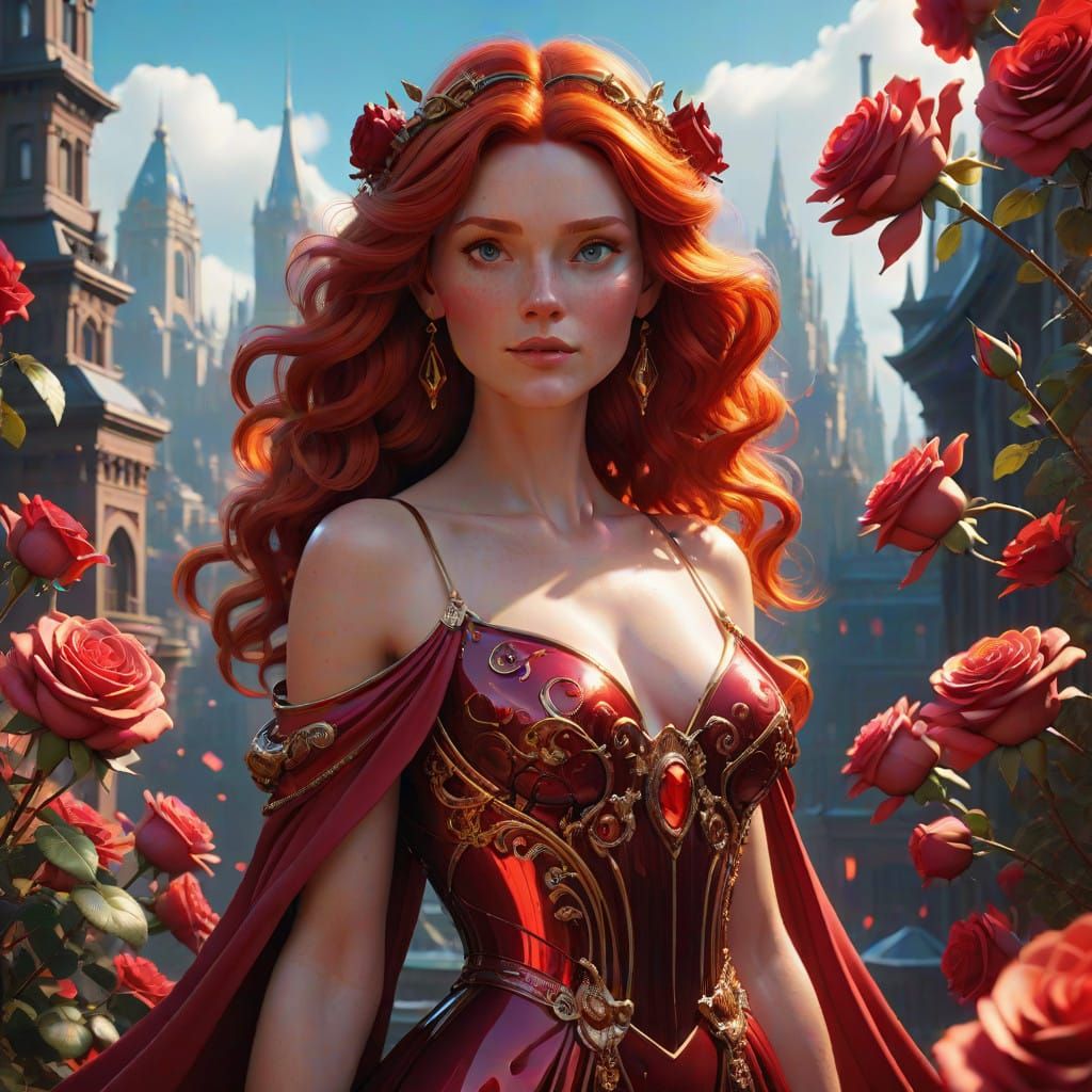 Mystical Goddess Amidst Whimsical Dreamscape in Vibrant Digi...