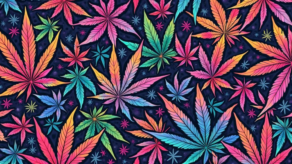 Psychedelic Cannabis Pattern in Street Art Style