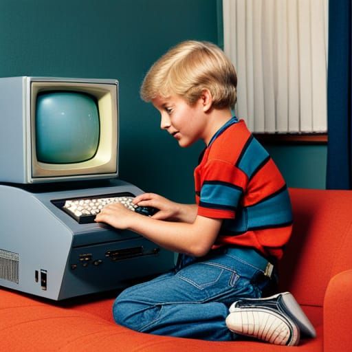 Boy Plays Sinclair Spectrum on 1980s TV