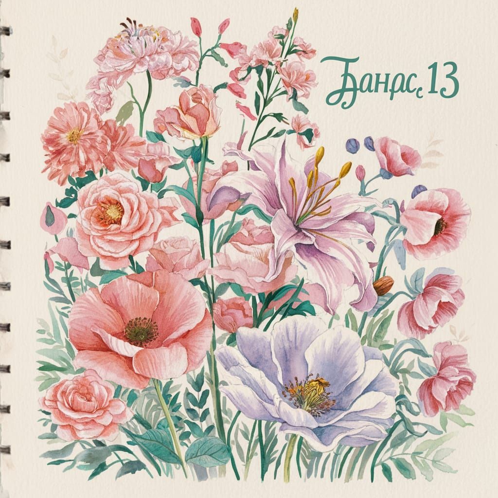 Watercolor Florals in Pastel Colors Illustration