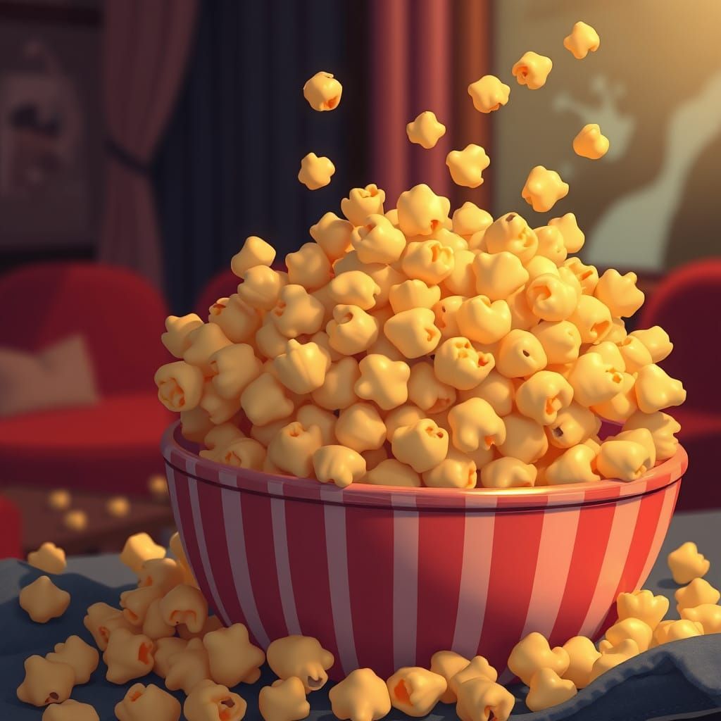 Inviting Popcorn Bowl in Home Theater Setting