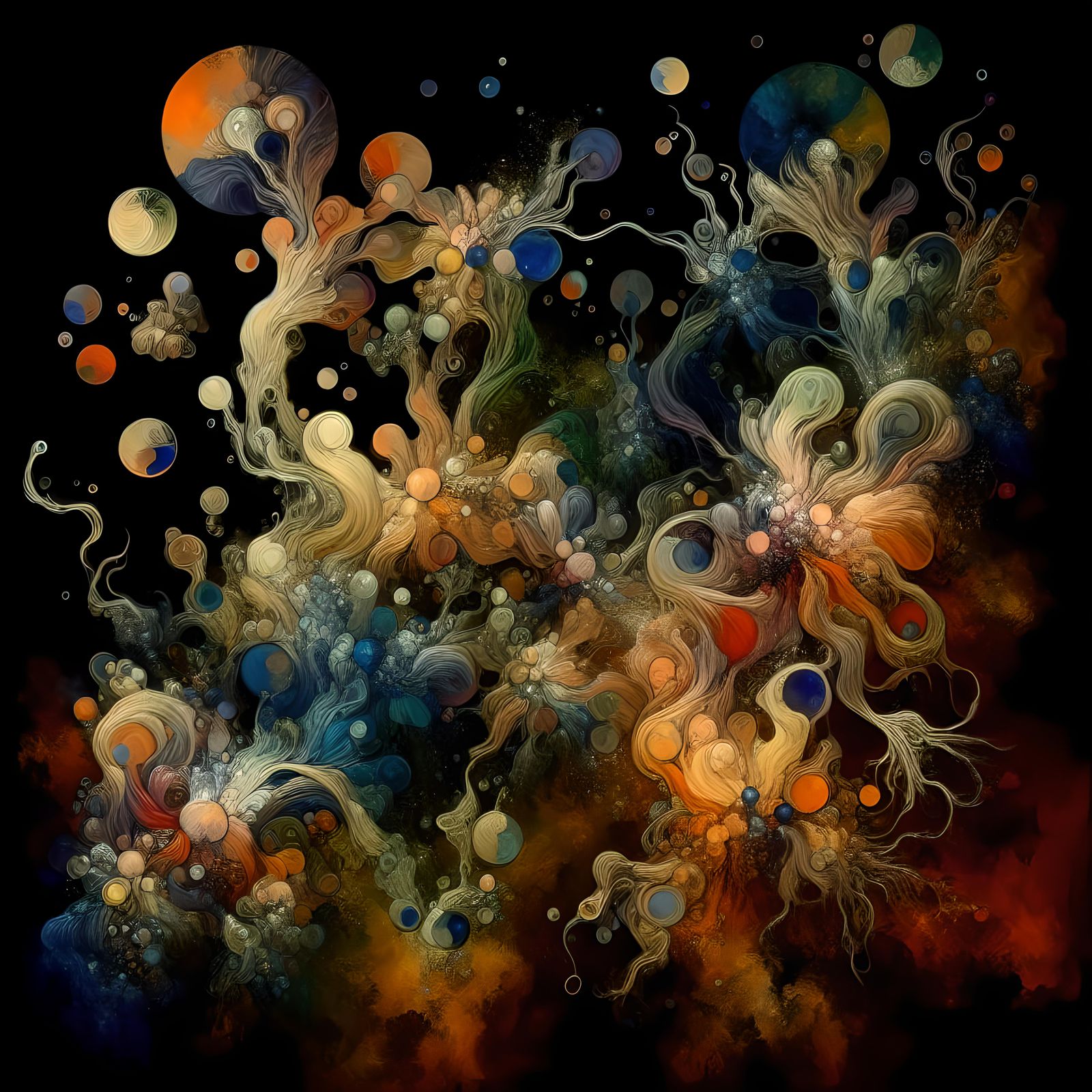 Arcane Aquatic Life in Baroque Surrealism Style