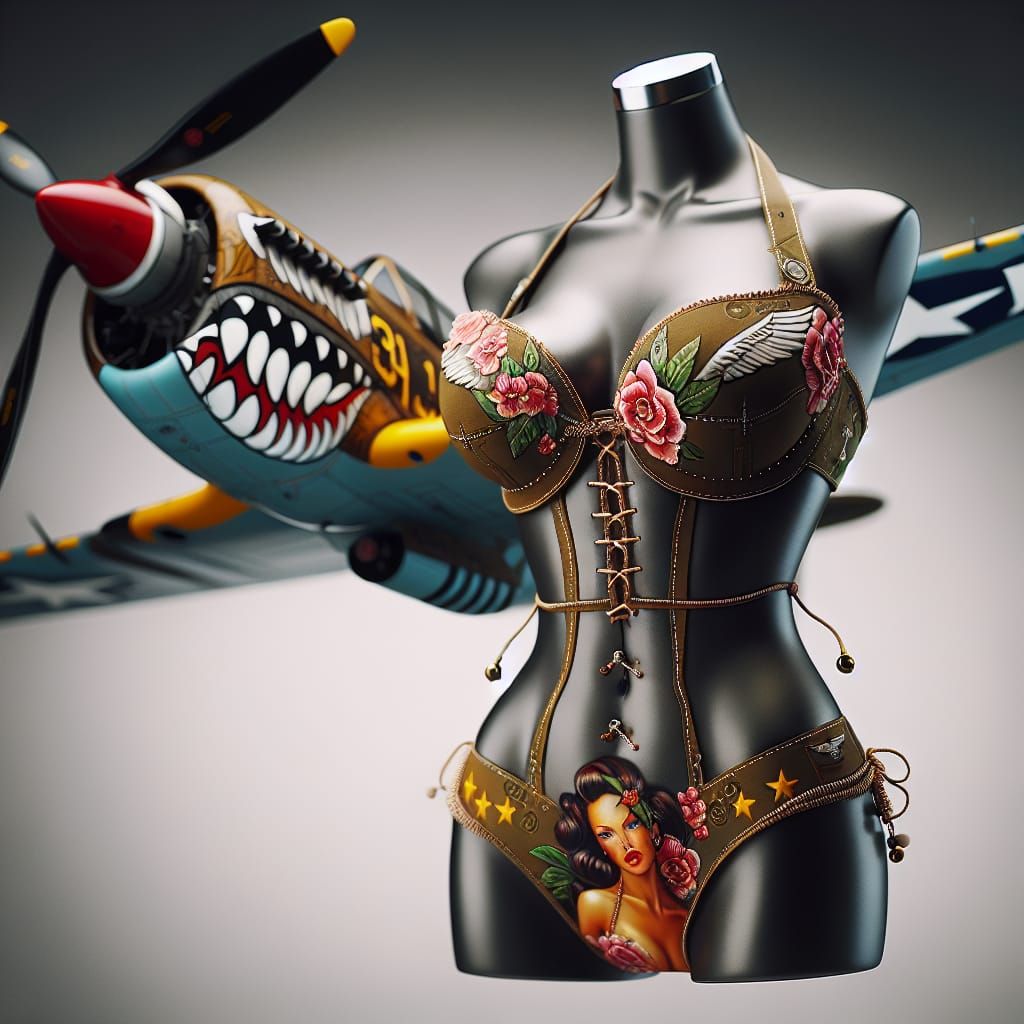 WWII Fighter Plane Bikini with Southern Belle Art