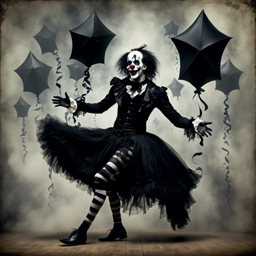 Macabre Gothic Clown Dancer Painting