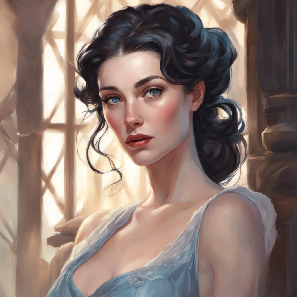 Beautiful Austrian Woman Portrait in Art Nouveau Style