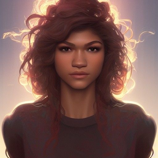 Zendaya Portrait in Art Nouveau Style