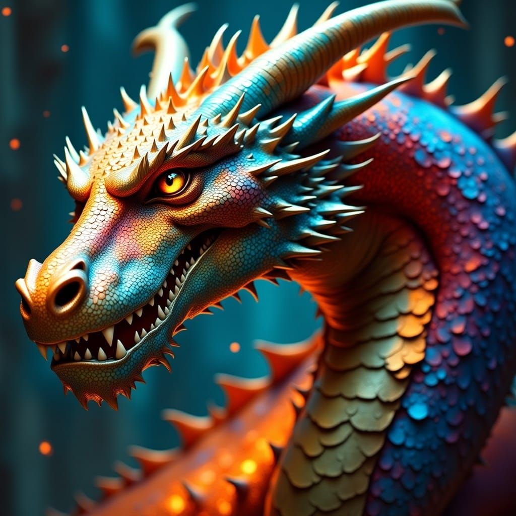 Dragon with Tiger Tattoo in Splash Art Style