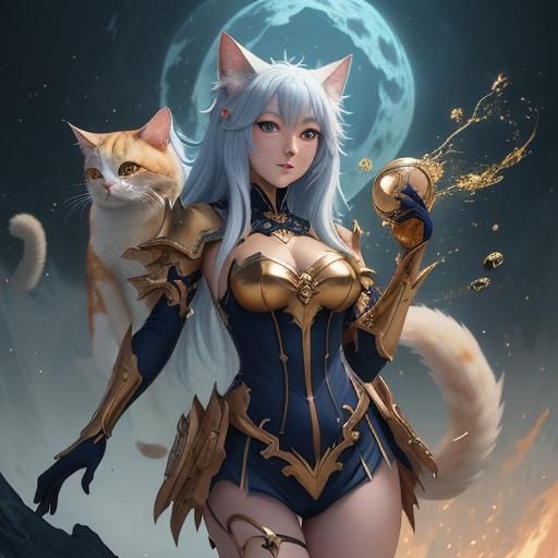Anime Cat Girl in Detailed Matte Painting