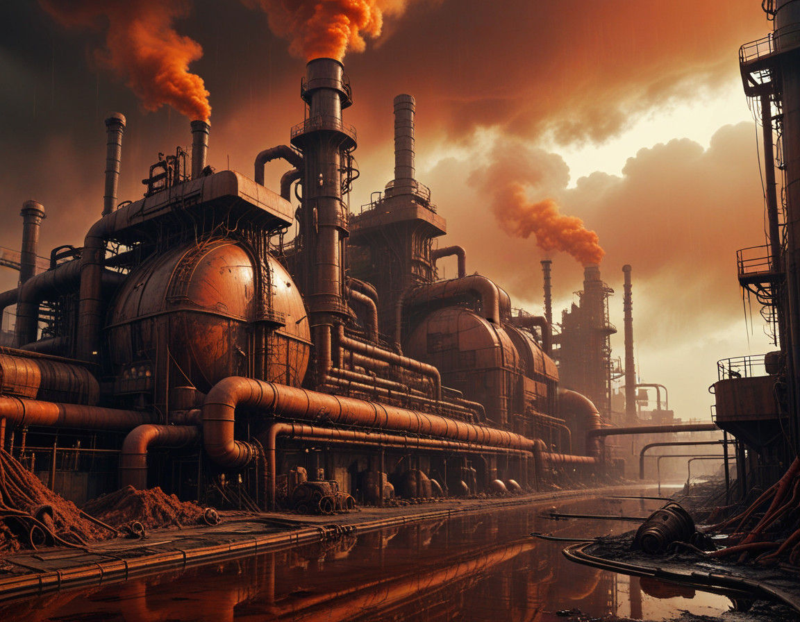 Cyberpunk Industrial Wasteland: Toxic Waste Treatment Plant