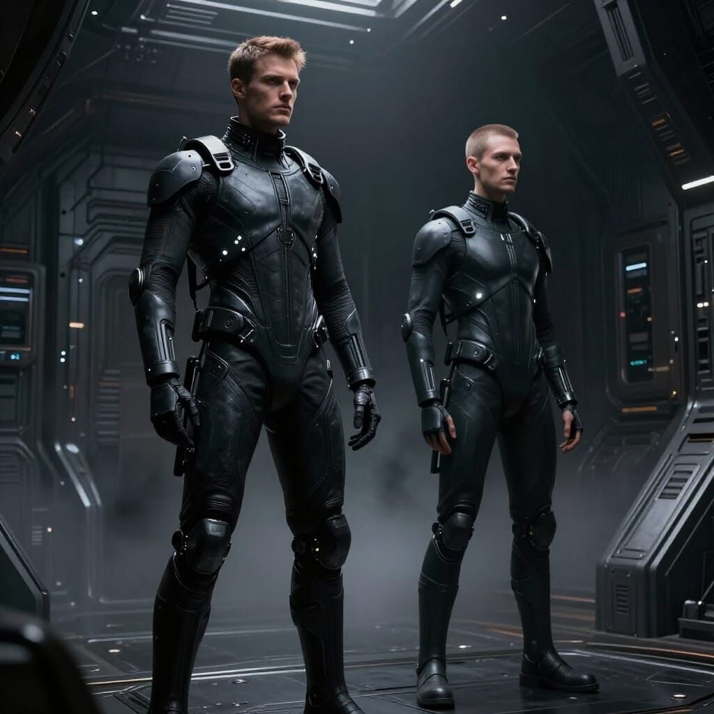 Cinematic Sci-Fi: Men on Dark Space Vessel