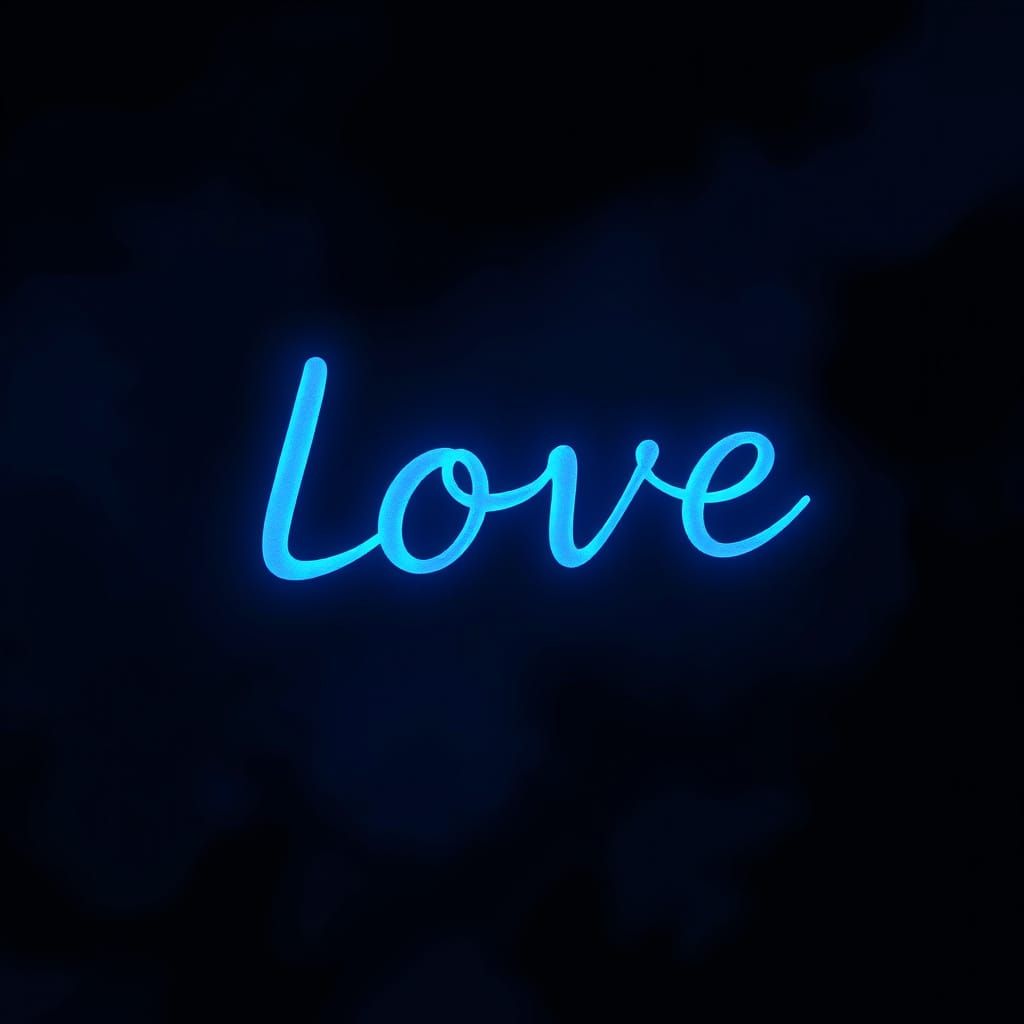 Elegant Blue Word in Atmospheric Void