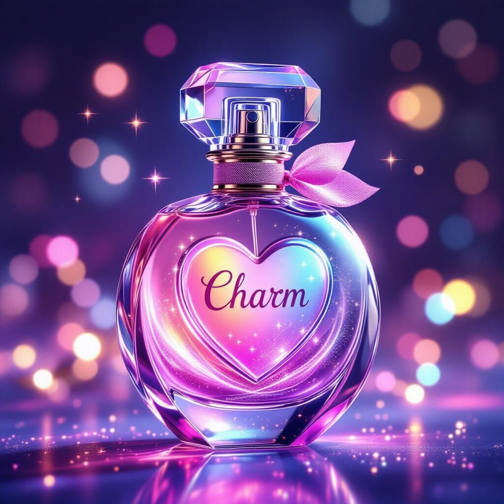 Magical Glass Perfume Bottle with Heart Label