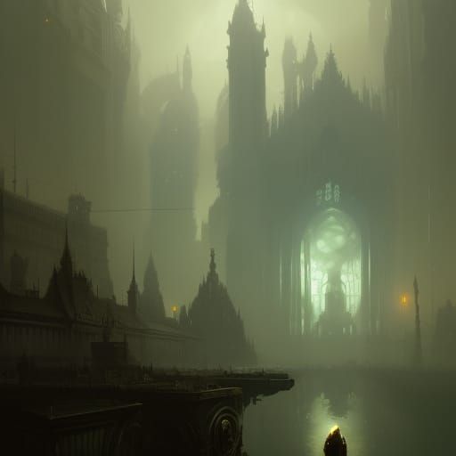 Dark Fantasy Masterpiece in Purple and Yellow