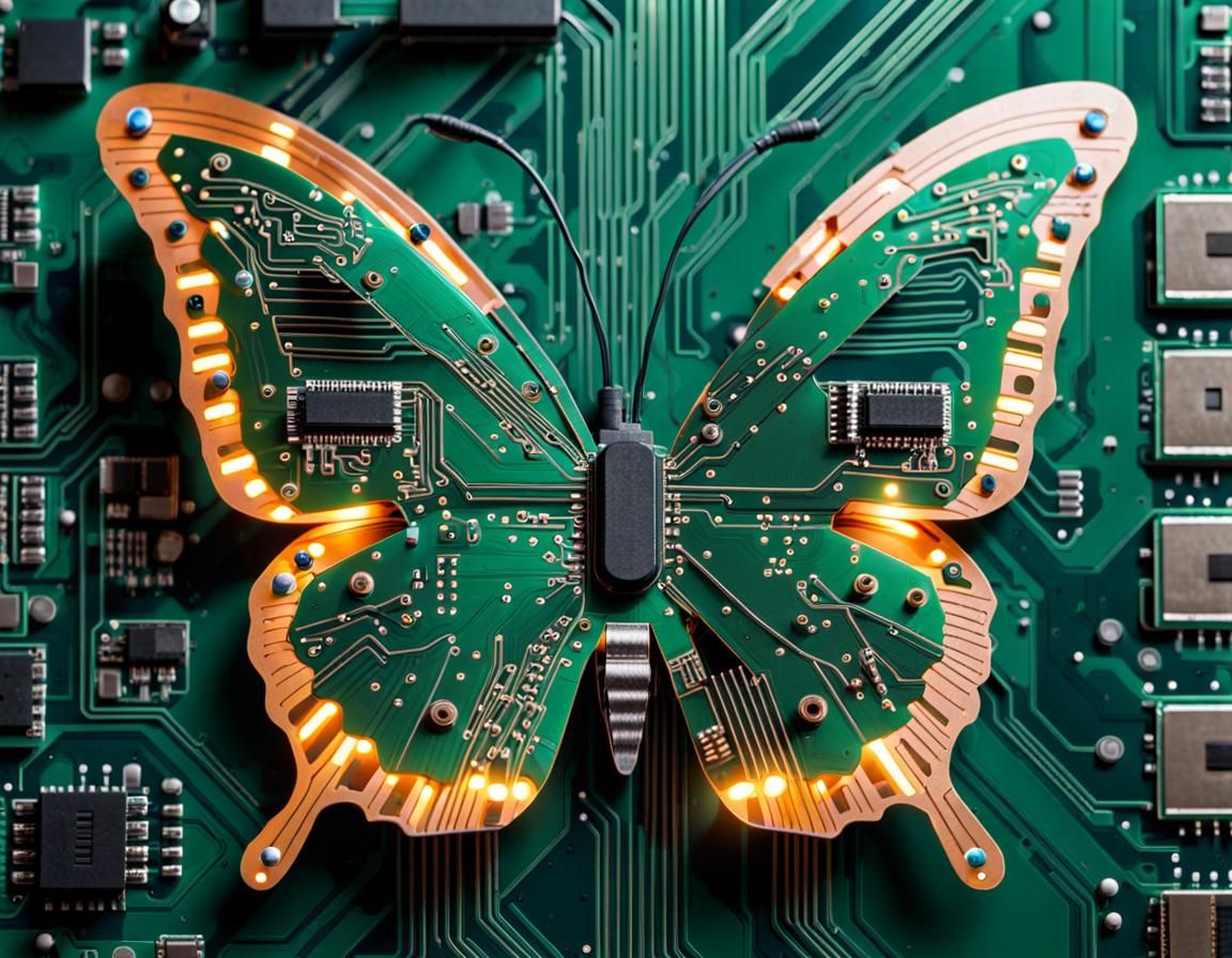 Electric Butterfly: Circuit Board Art Photography
