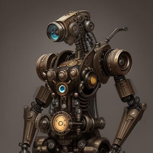 Steampunk Robots with Intricate Engine Design