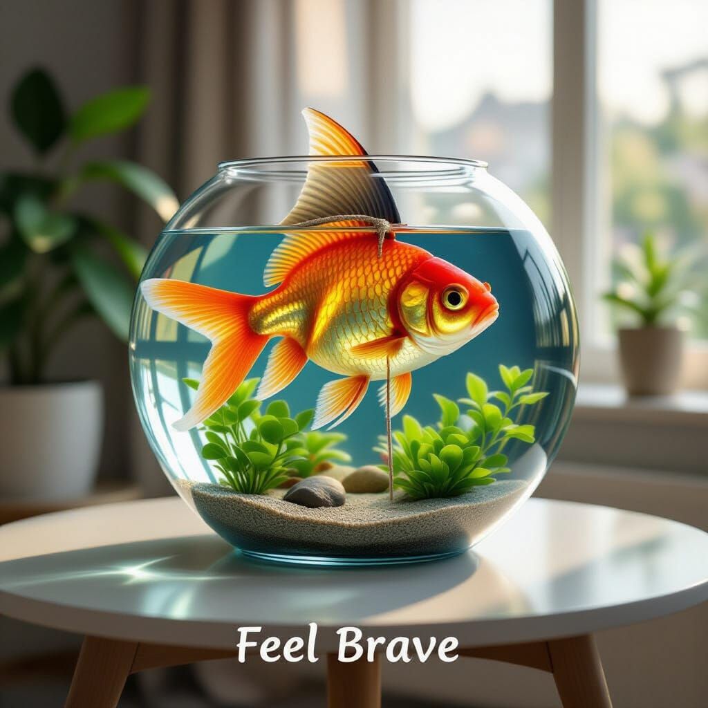 Goldfish With Shark Fin in Aquarium