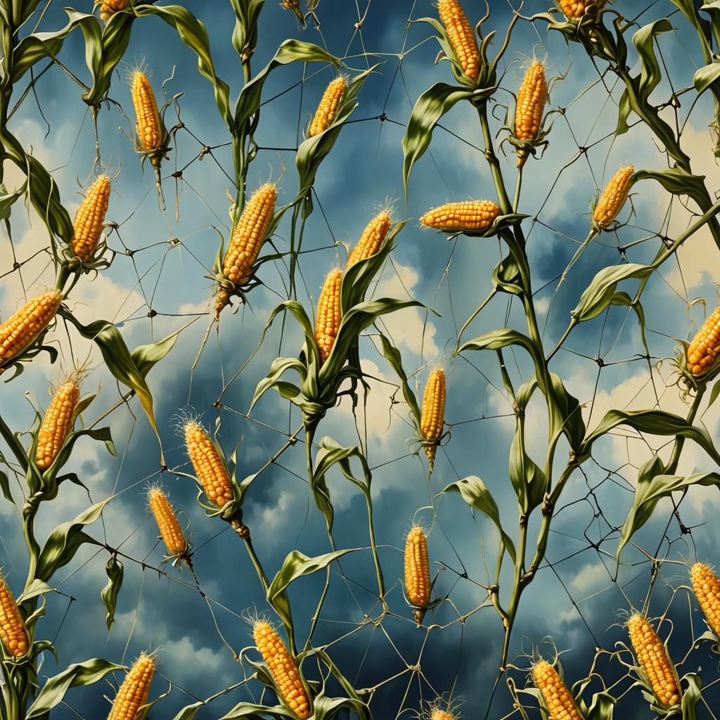 Surreal Corn on Cobweb in Dali Style