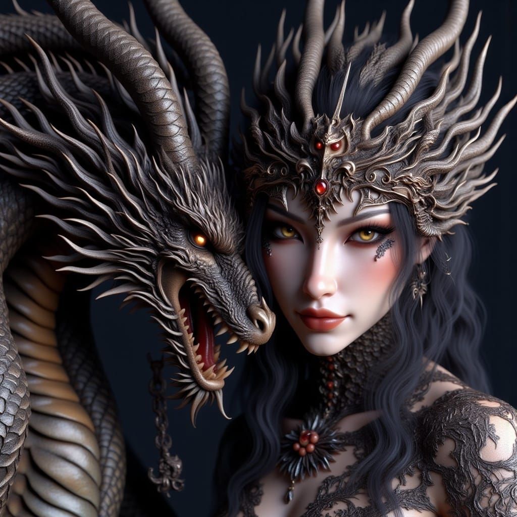 Dragon Human Hybrid Chimera Woman: Hyperrealistic HDR