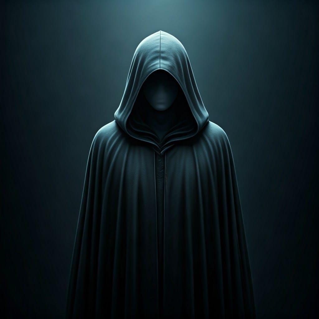 Mysterious Figure in Dark Void, Eerie Art
