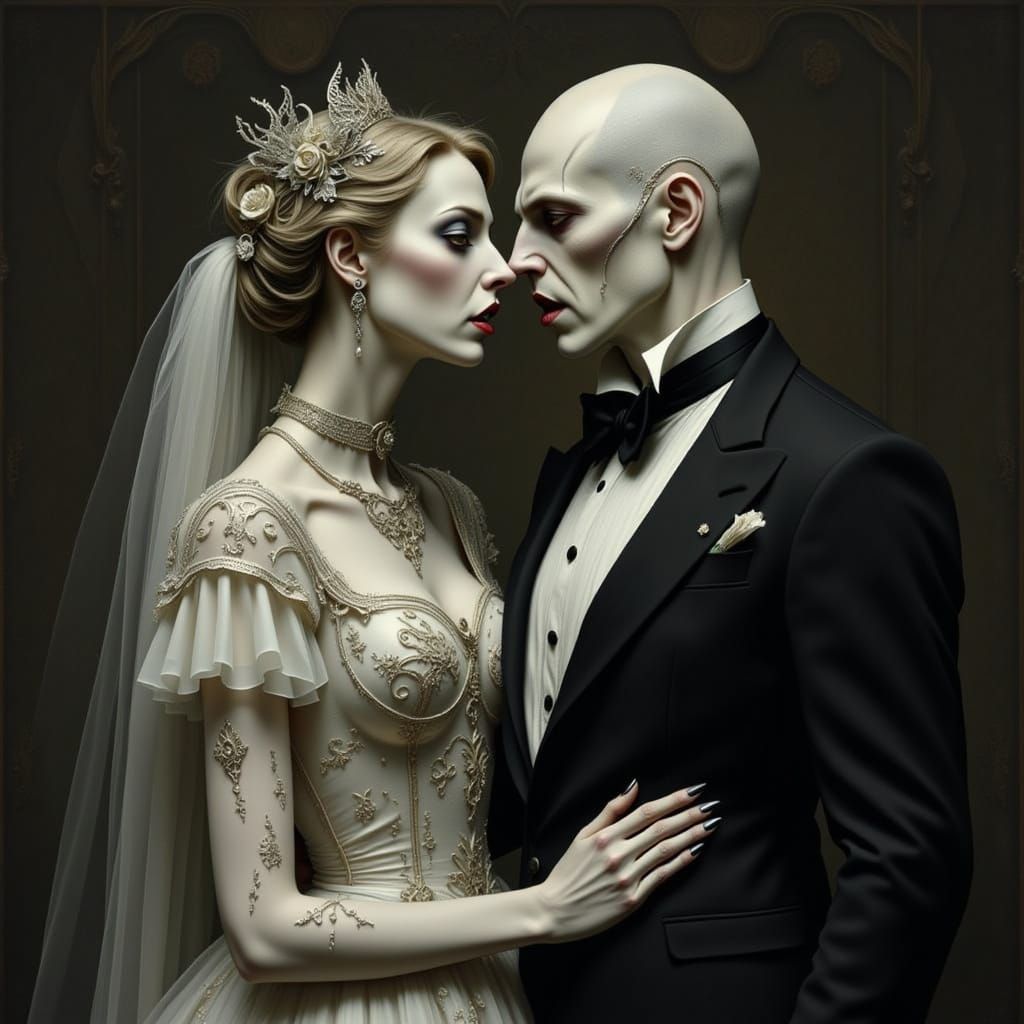 Vampire Wedding in Dark Romantic Horror Style