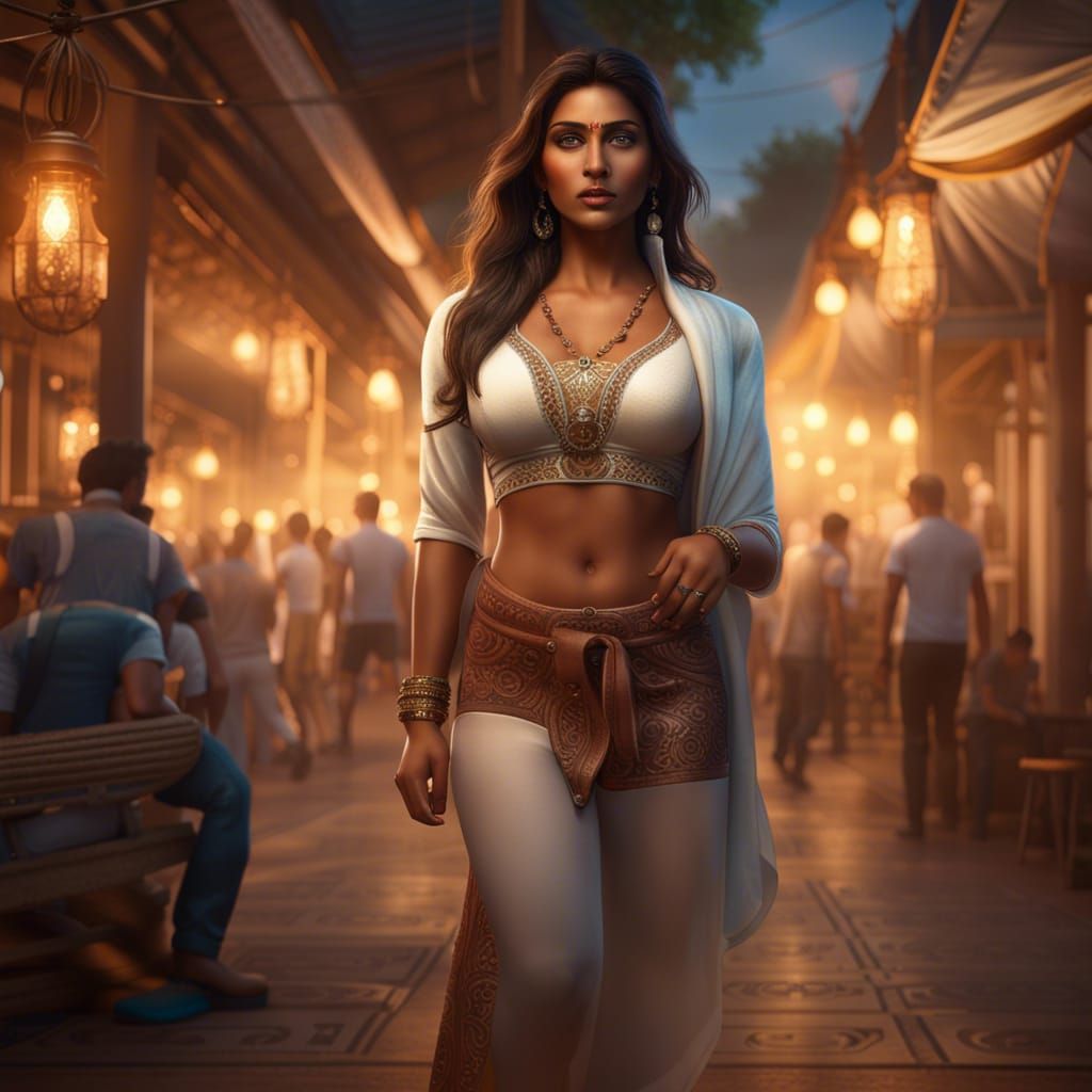 Beautiful Indian Woman in Denim Jacket, 8k