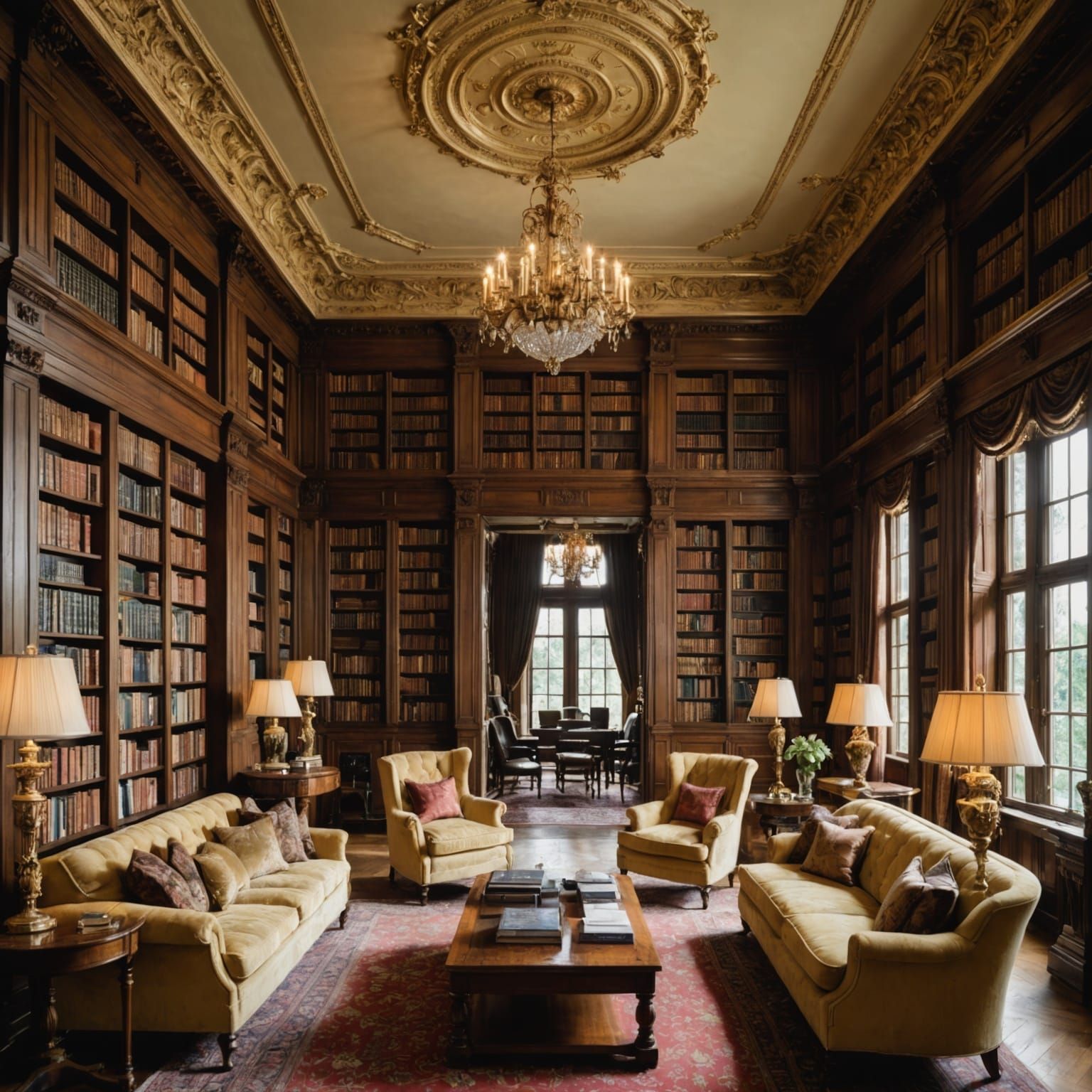 Cozy Mansion: A Richly Detailed Drawing Room Library