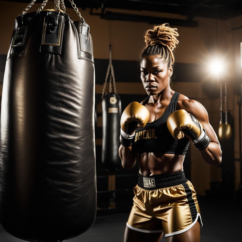 Confident African American Boxer in Gym