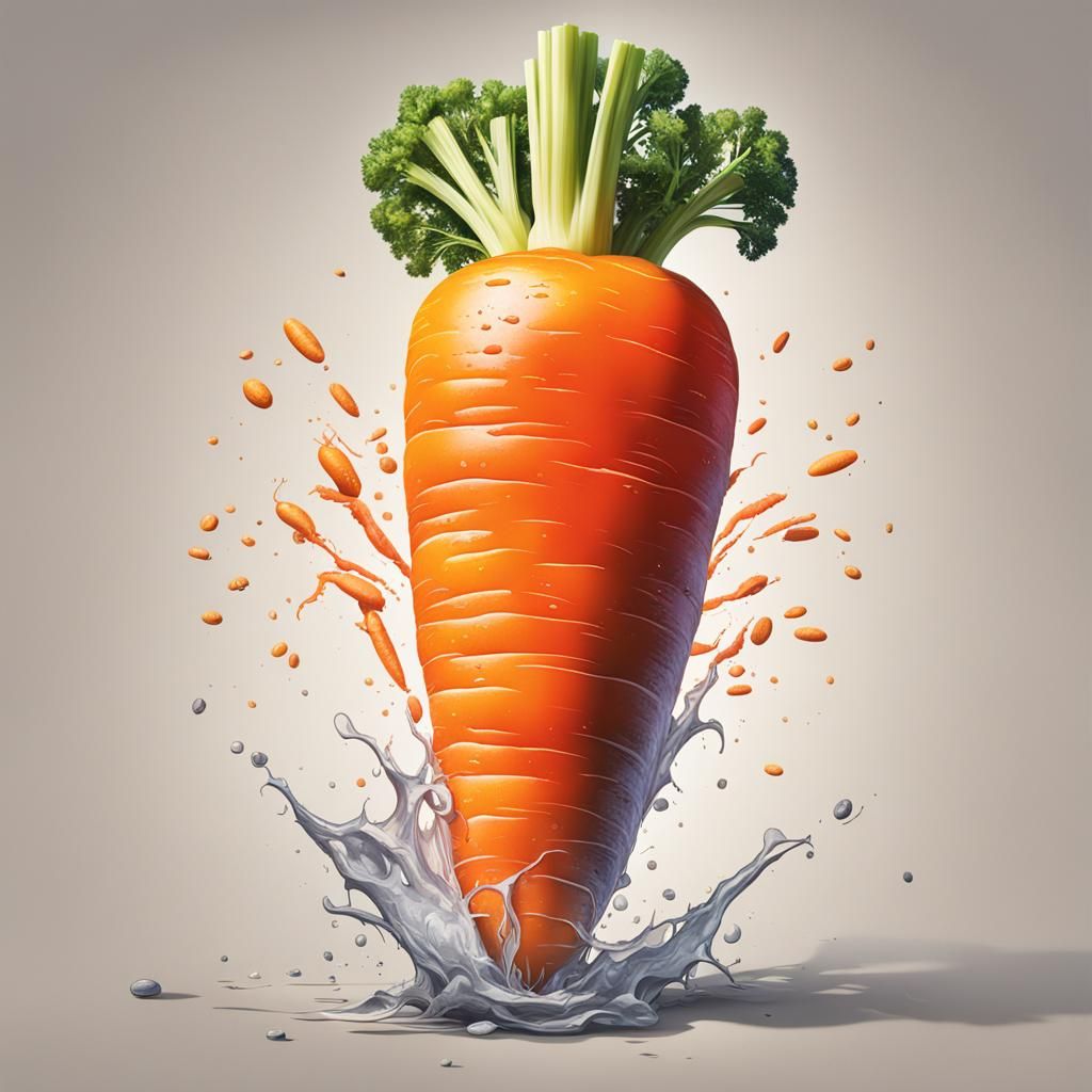 Hyperrealistic Abnormally Shaped Carrot Splash Art