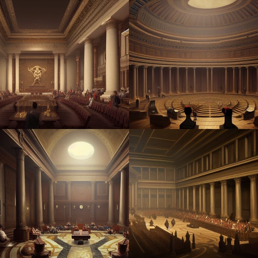 Roman Senate Discussion in Classic Hall
