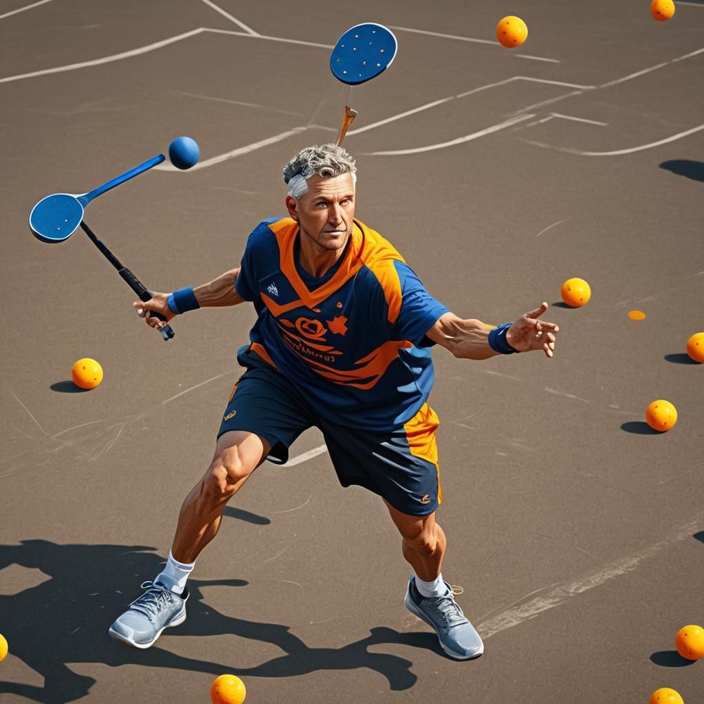 Pickleball Player: Detailed Matte Painting in Deep Color