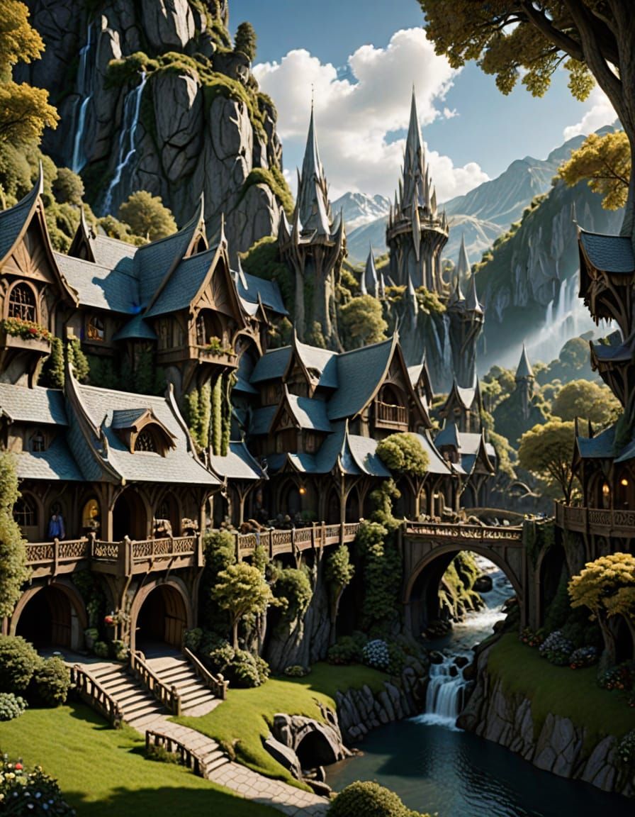 Elven Cityscape in Lord of the Rings Style