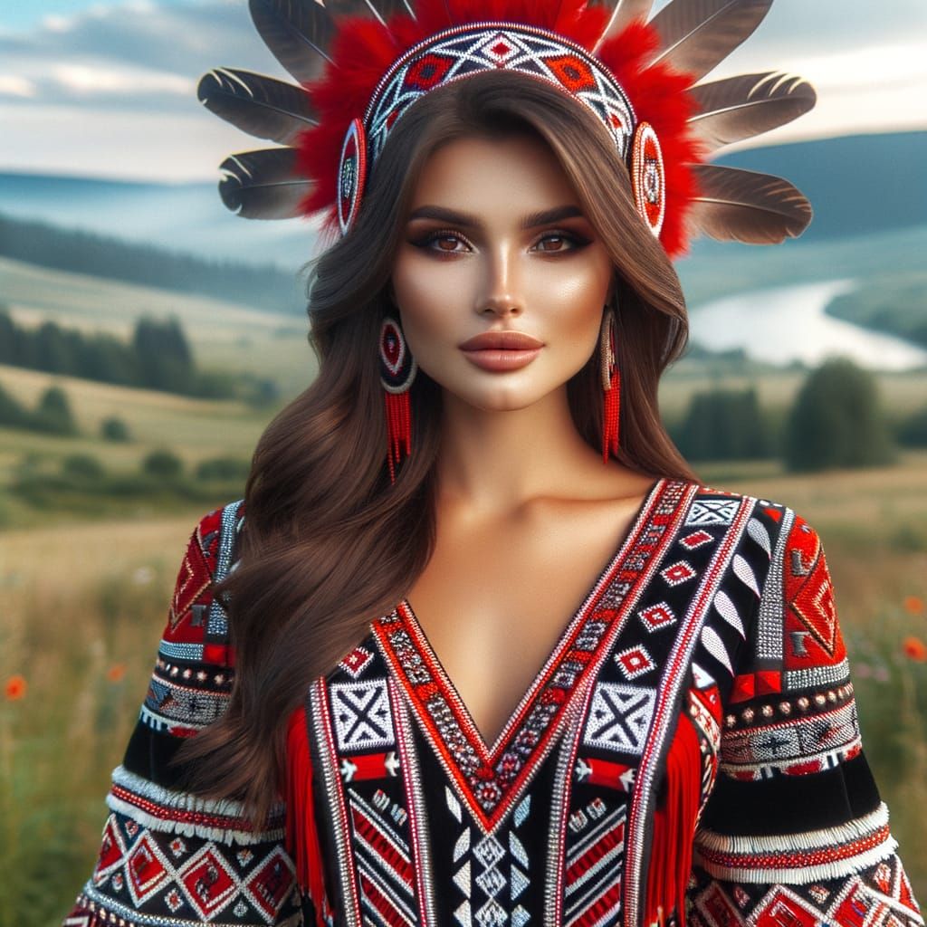 Native American Woman in Traditional Dress