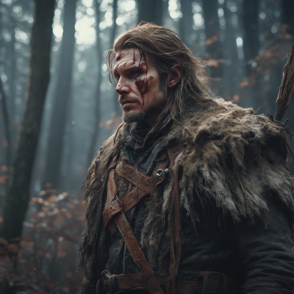 Scandinavian Warrior Portrait in Macabre Art Style