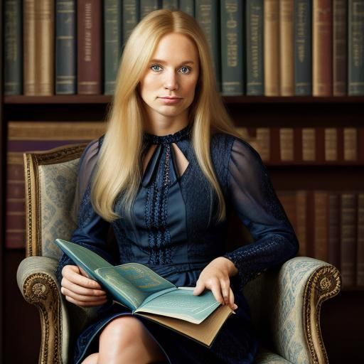 Woman Reading in Library: Professional Portrait Photography