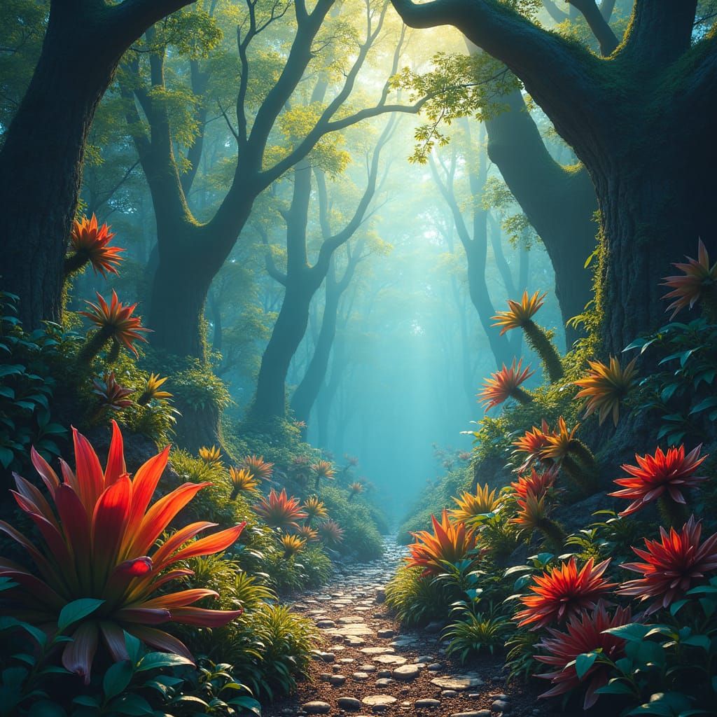 Iridescent Forest: Photosynthesis in a Surreal Landscape