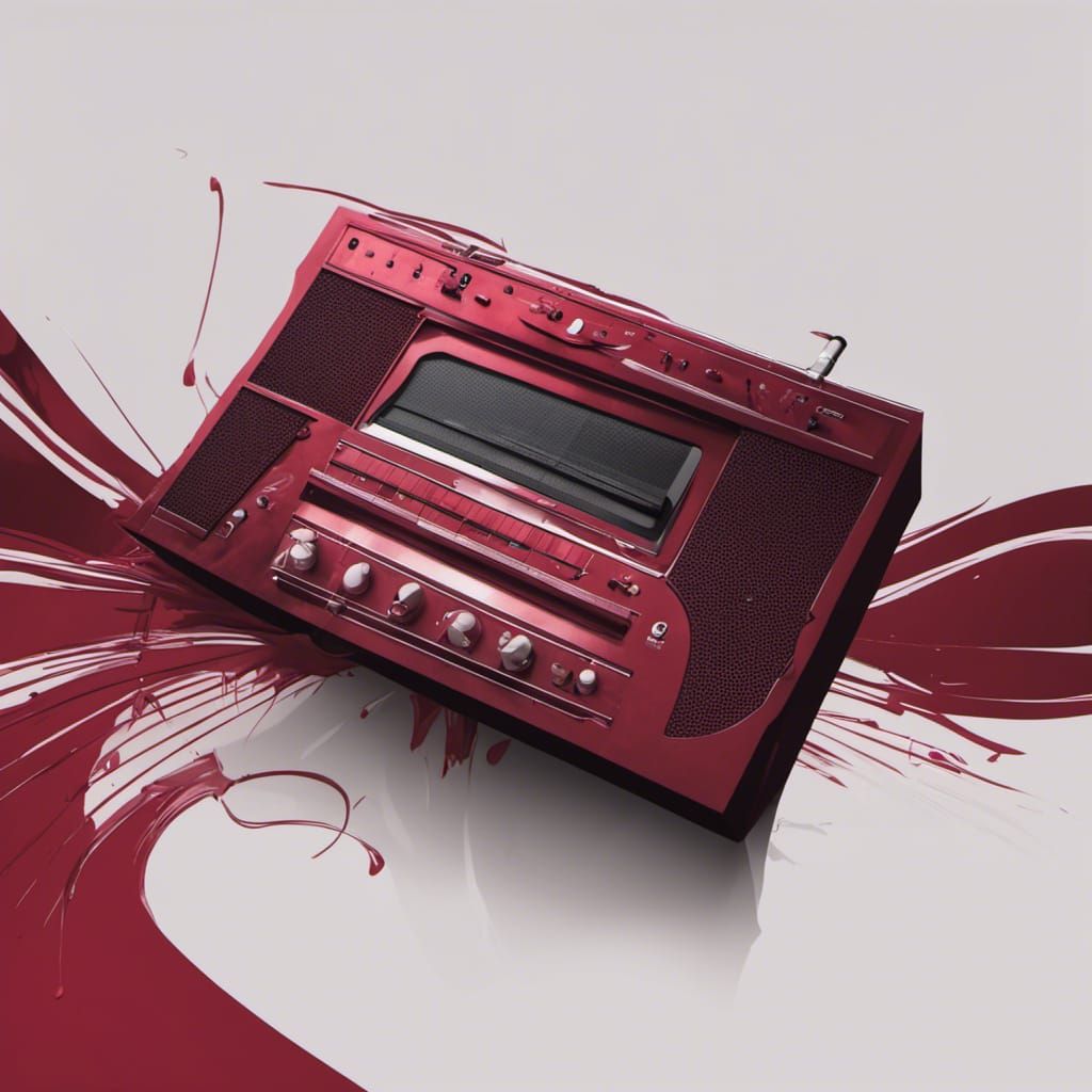 Online Music Radio Interface in Dark Red
