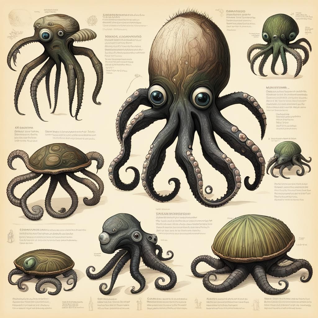 Alien Exoplanet with Coconut Creatures: Xenobiology Art