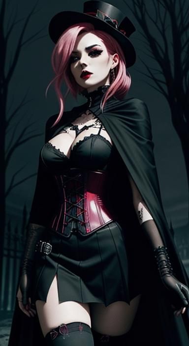 Gothic Vampire Girl in Anime Style