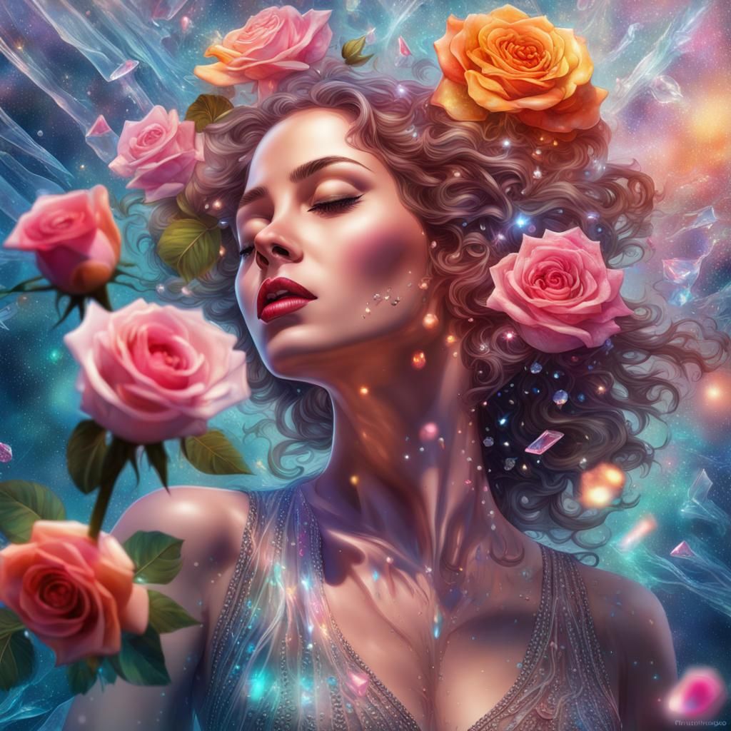 Woman Dancing: Holographic Astral Cosmic Illustration