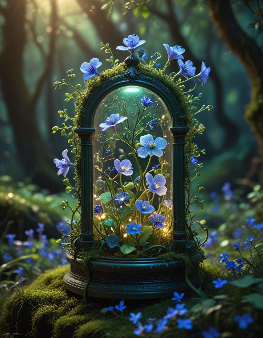 Enchanted Forest Portal in a Glowing Pocketwatch