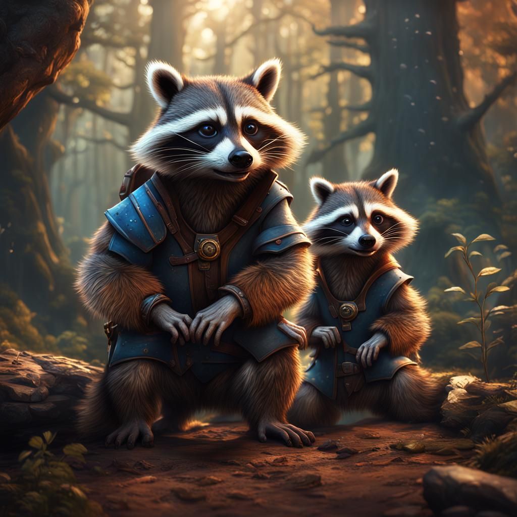 Two-Headed Raccoon: Detailed Matte Painting