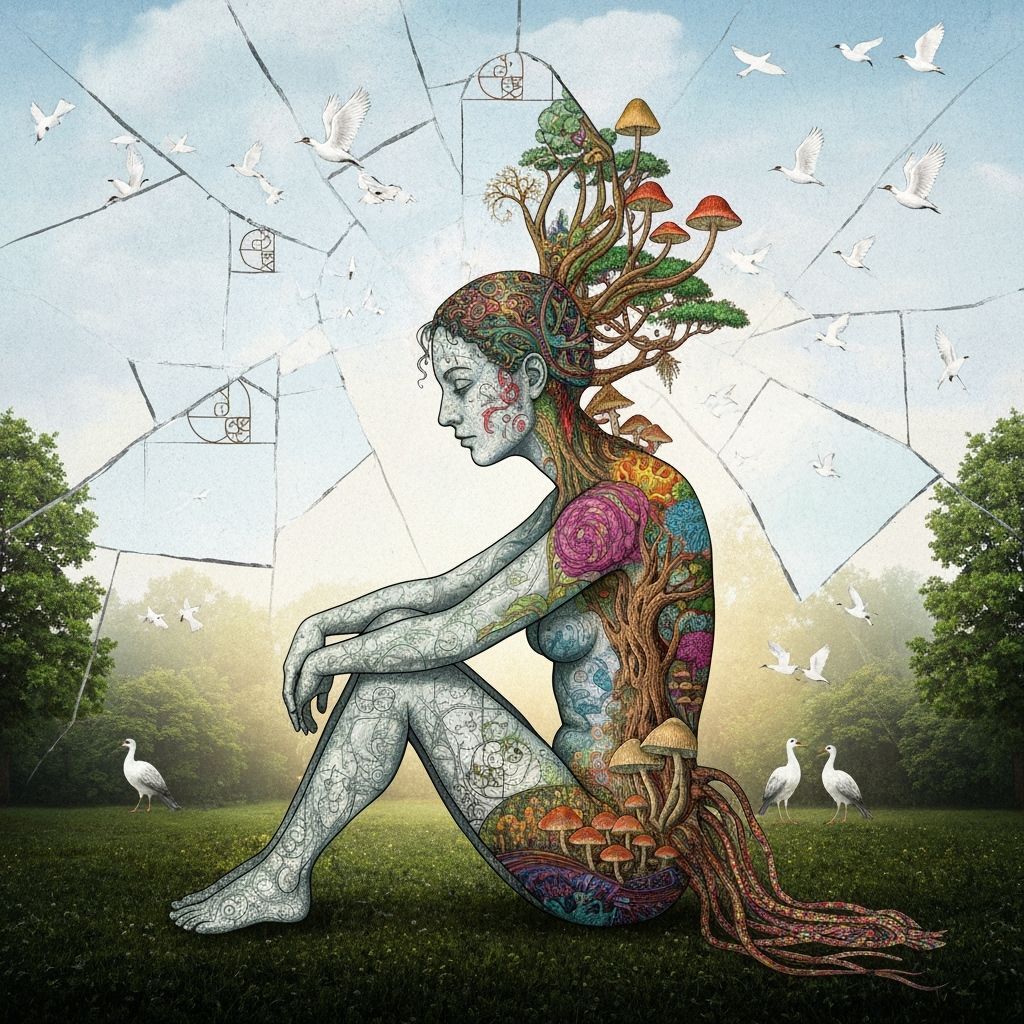 Surreal Mindscape: Fantasy Plant Kingdom in Mixed Media