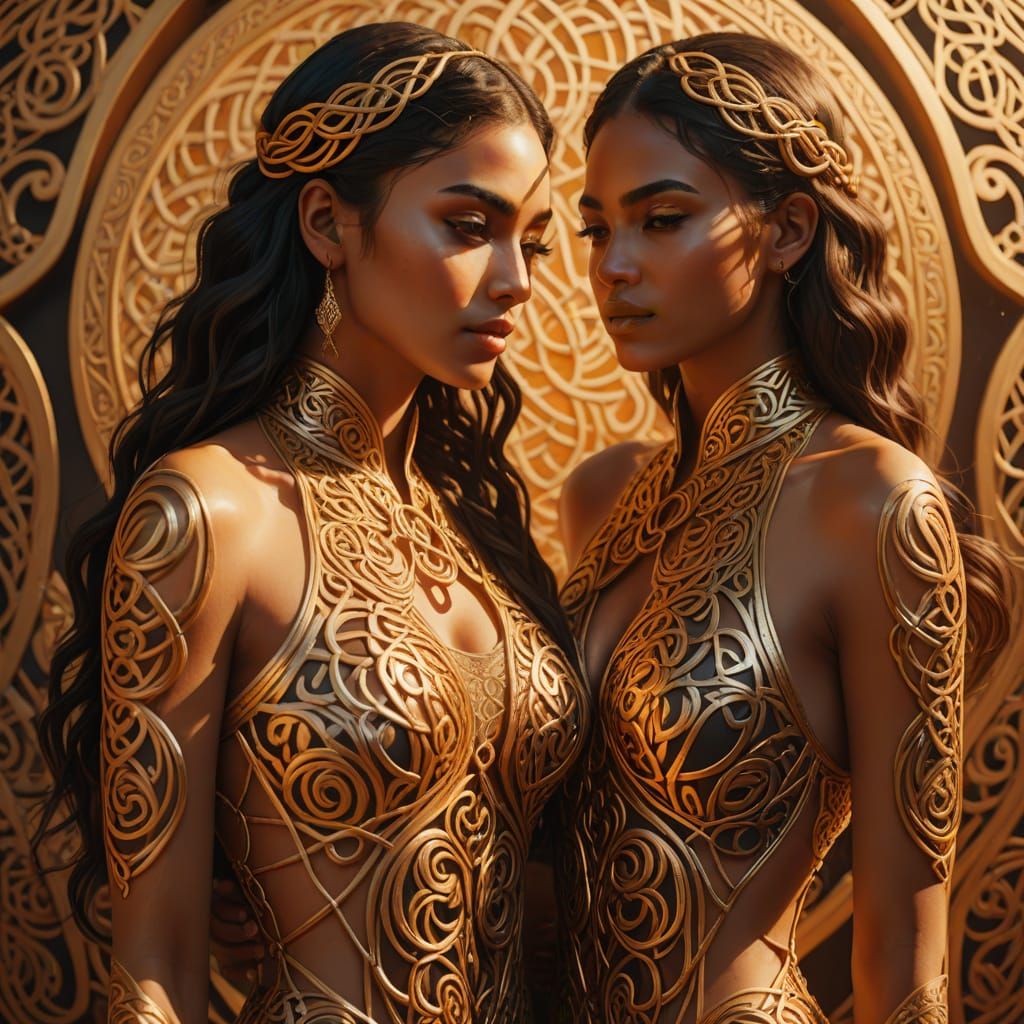 Arabic Knot Formed by Models in Digital Art