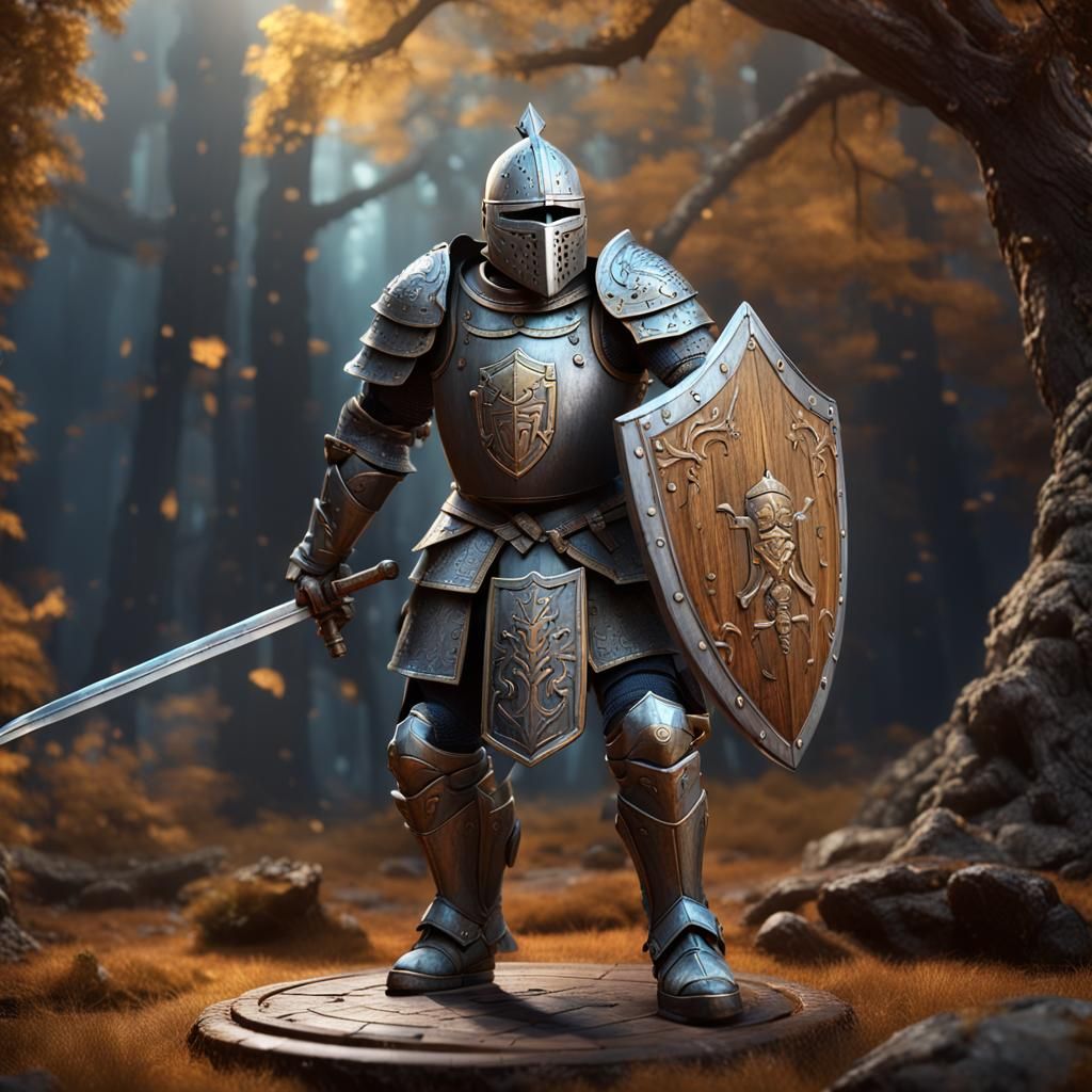 Armored Knight Game Piece: Detailed Matte Painting