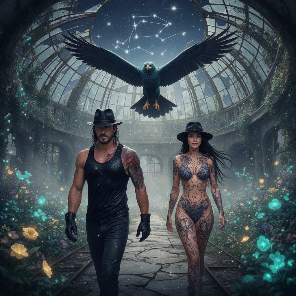 Rugged Man in Enchanted Observatory Garden