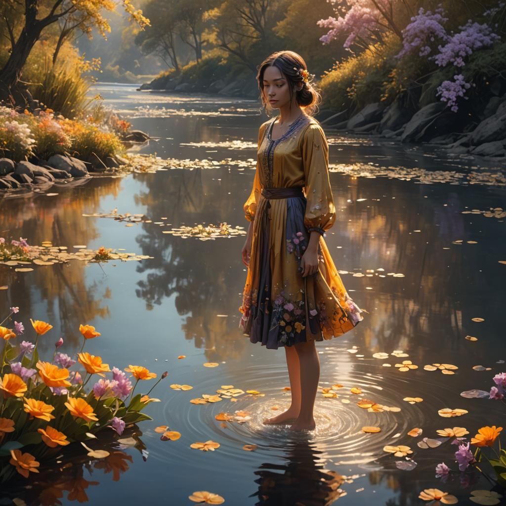 Ethereal Riverside Scene in Detailed Matte Painting