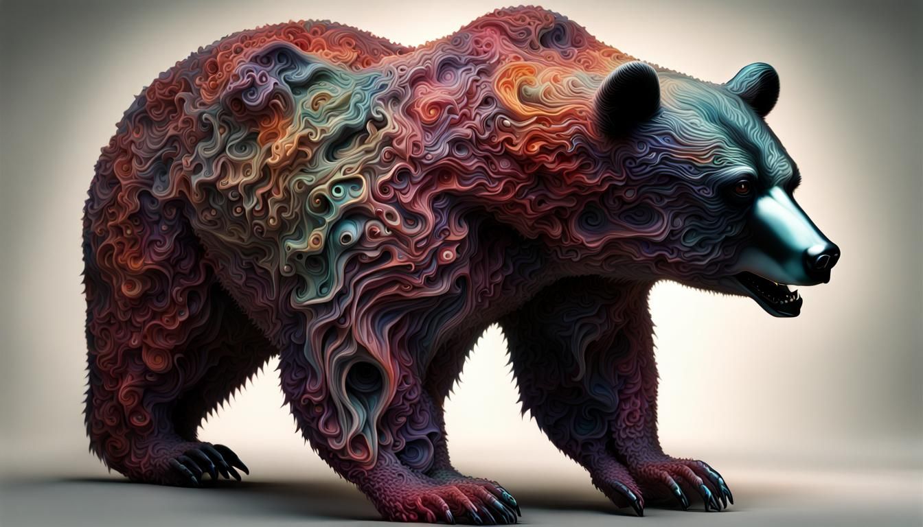 Detailed Dark Demon Bear in Maximalist Style