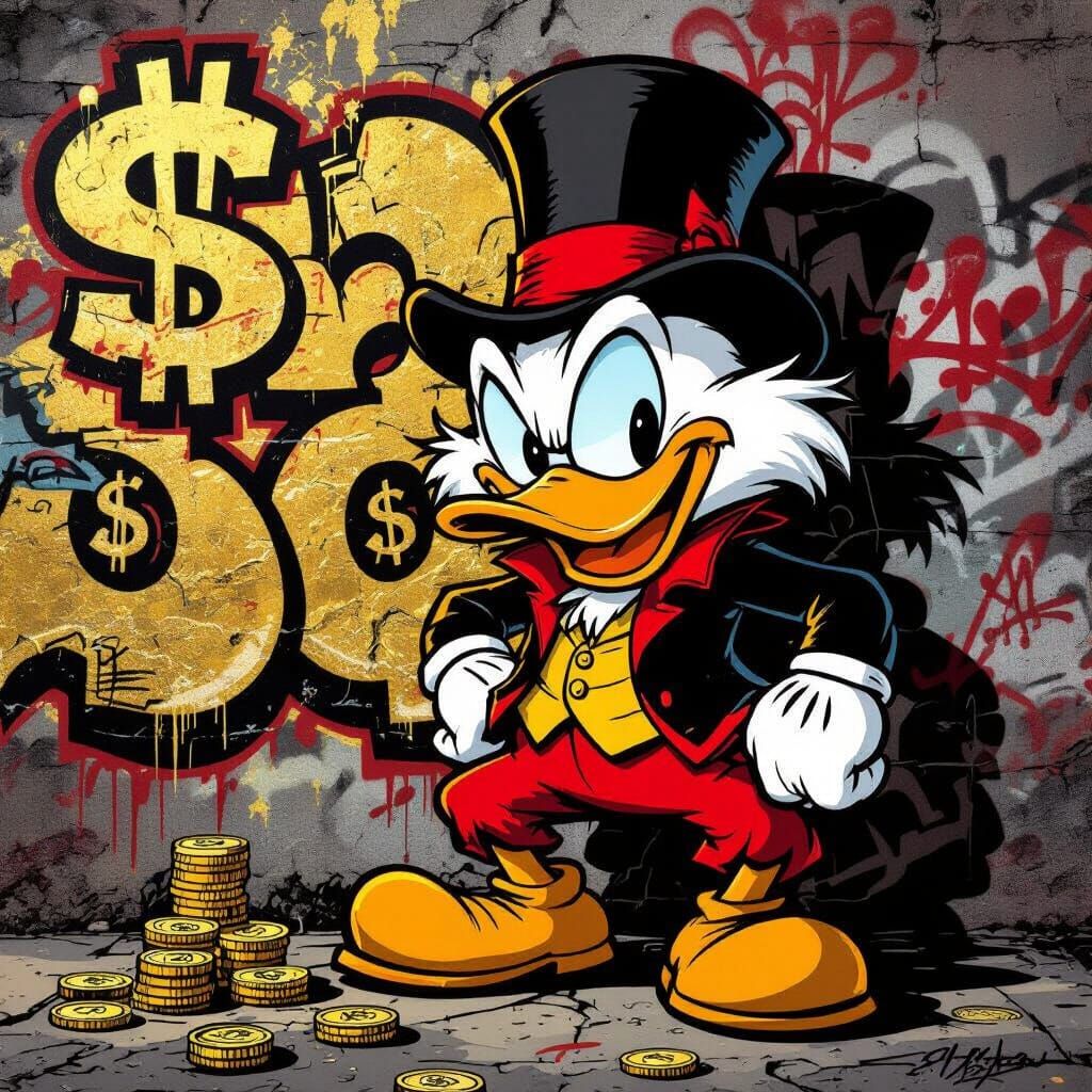 Uncle Scrooge Street Art Print in Bold Comic Style